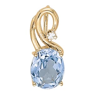 Oval Shape Color Pendants — White Gold