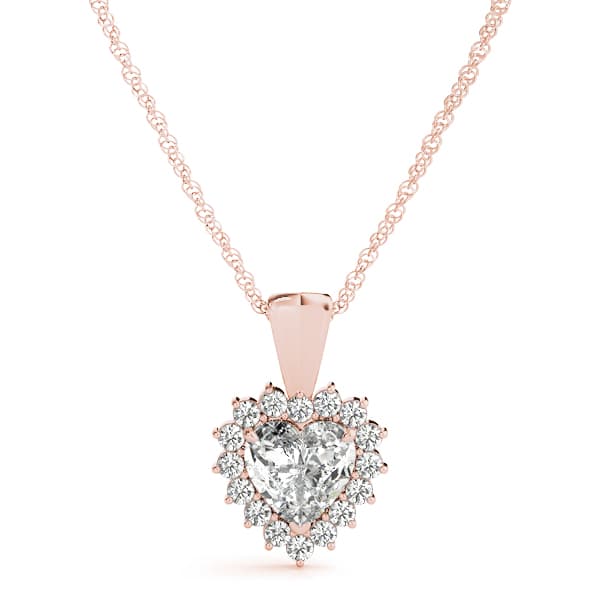 Halo Heart Pendant (1/4 ct. tw.), Front view in rose gold