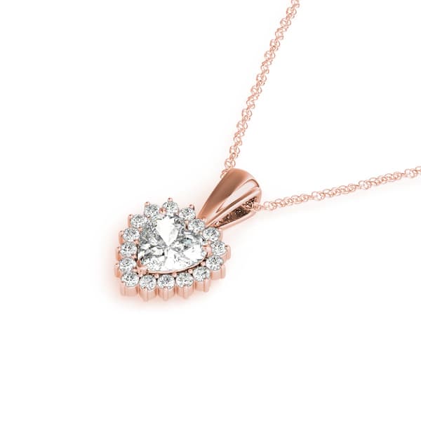Halo Heart Pendant (1/4 ct. tw.), Side view in rose gold