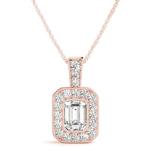 Emerald Gemstone Pendant (0.41 ct. tw.), Front view in rose gold