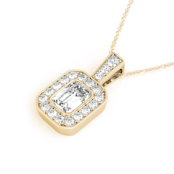 Emerald Gemstone Pendant (0.41 ct. tw.), Side view in yellow gold