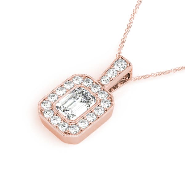 Emerald Gemstone Pendant (0.41 ct. tw.), Side view in rose gold