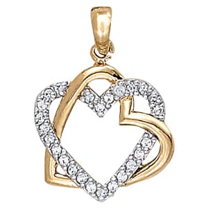 Heart Shape Twisted Color Pendant — White Gold