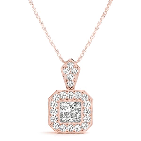 Cushion Gemstone Pendant (1/3 ct. tw.), Front view in rose gold