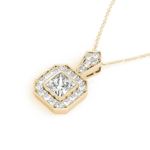 Cushion Gemstone Pendant (1/3 ct. tw.), Side view in yellow gold