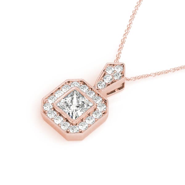 Cushion Gemstone Pendant (1/3 ct. tw.), Side view in rose gold