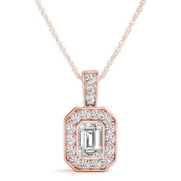 Emerald Gemstone Pendant (1/4 ct. tw.), Front view in rose gold