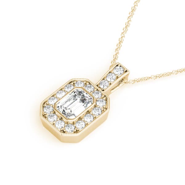 Emerald Gemstone Pendant (1/4 ct. tw.), Side view in yellow gold