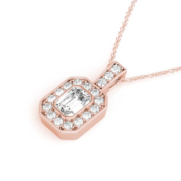 Emerald Gemstone Pendant (1/4 ct. tw.), Side view in rose gold