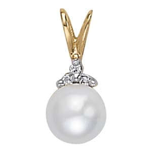 Accented Pearl Pendant — White Gold