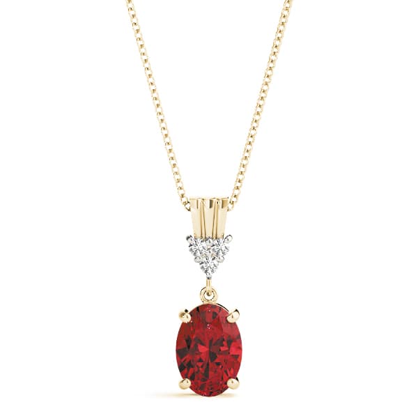 Oval Gemstone Pendant (0.03 ct. tw.), Front view in yellow gold