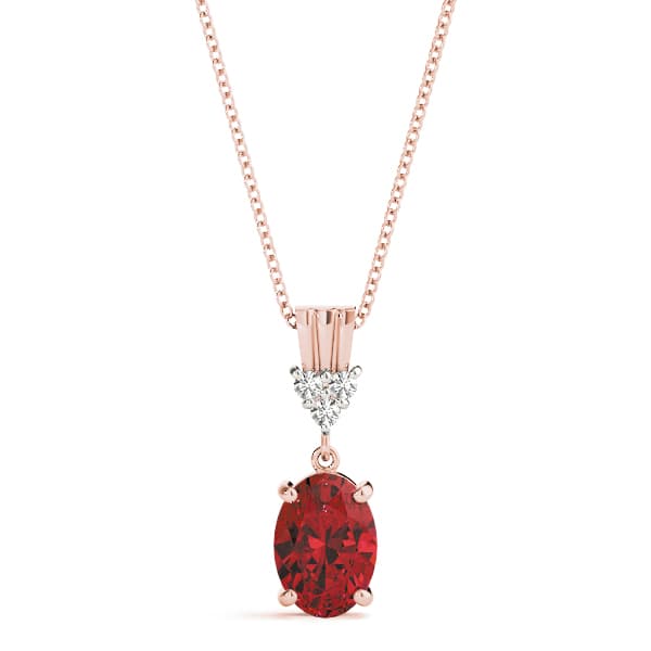 Oval Gemstone Pendant (0.03 ct. tw.), Front view in rose gold