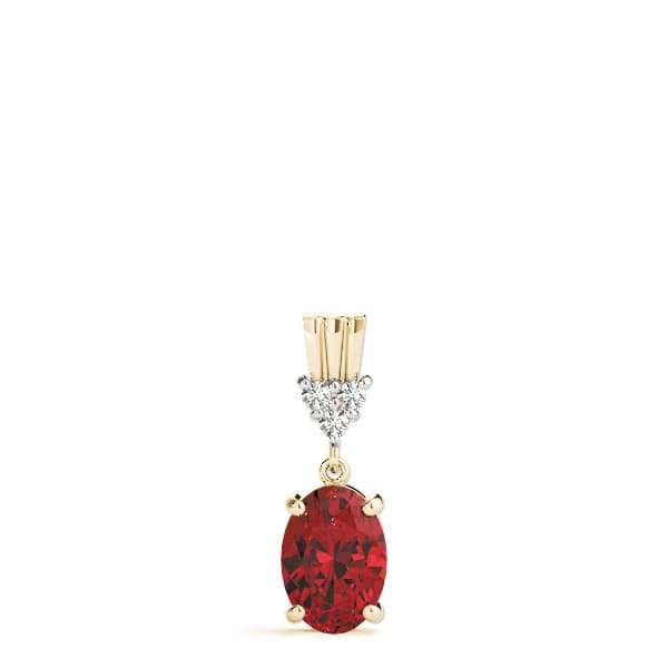 Oval Gemstone Pendant (0.03 ct. tw.), On hand view in yellow gold