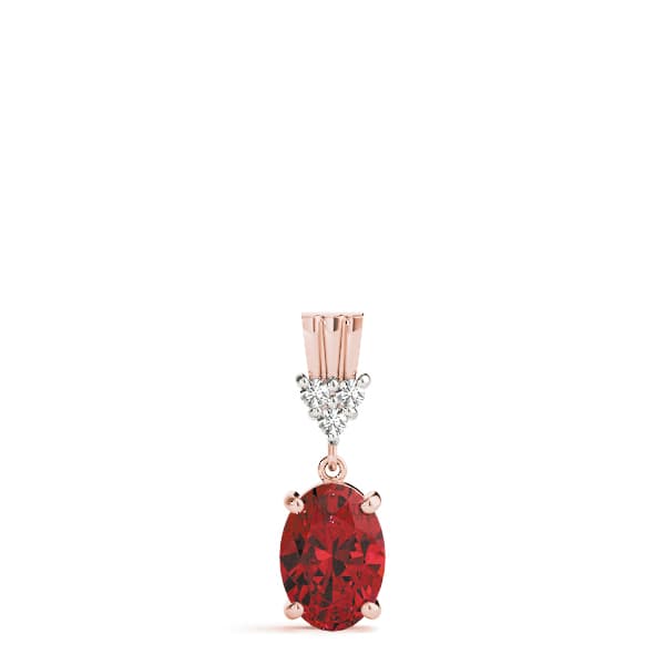 Oval Gemstone Pendant (0.03 ct. tw.), On hand view in rose gold
