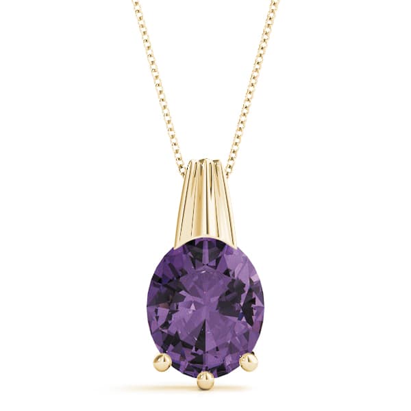 Oval Gemstone Pendant, Front view in yellow gold