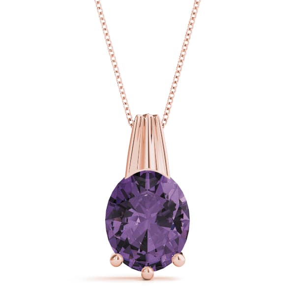 Oval Gemstone Pendant, Front view in rose gold