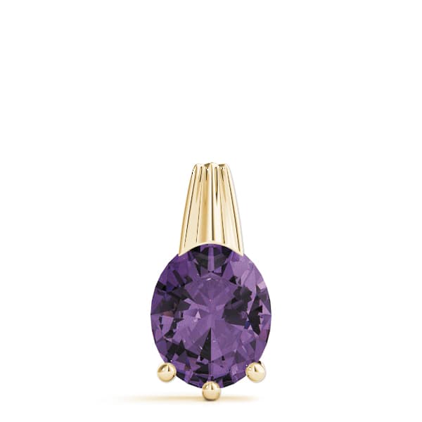 Oval Gemstone Pendant, On hand view in yellow gold