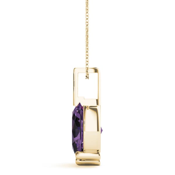 Oval Gemstone Pendant, Side view in yellow gold
