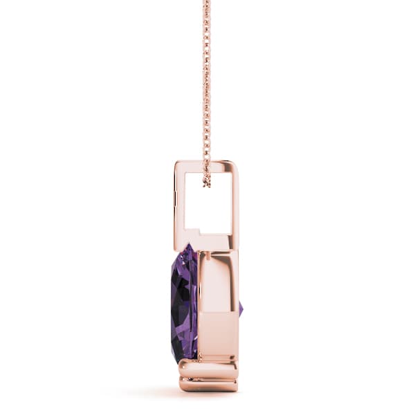 Oval Gemstone Pendant, Side view in rose gold