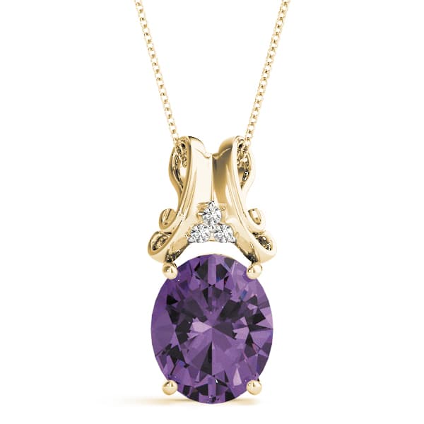 Oval Gemstone Pendant (0.03 ct. tw.), Front view in yellow gold