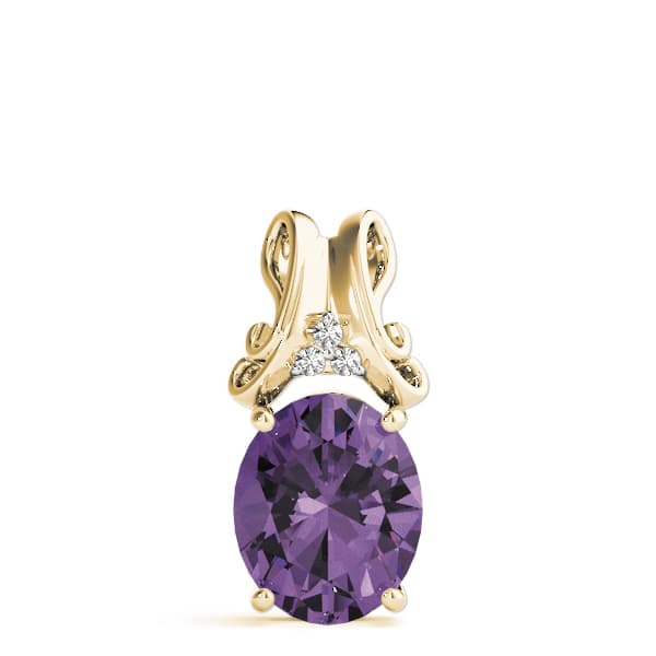 Oval Gemstone Pendant (0.03 ct. tw.), On hand view in yellow gold