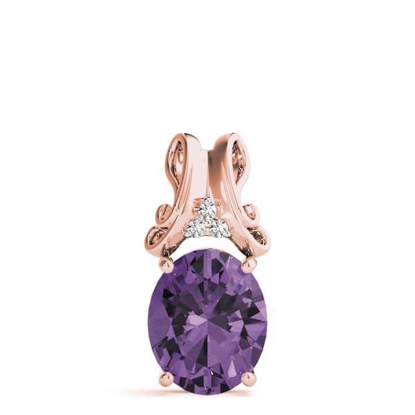Oval Gemstone Pendant (0.03 ct. tw.), On hand view in rose gold