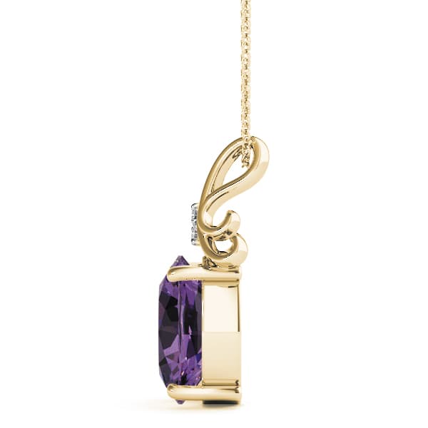 Oval Gemstone Pendant (0.03 ct. tw.), Side view in yellow gold
