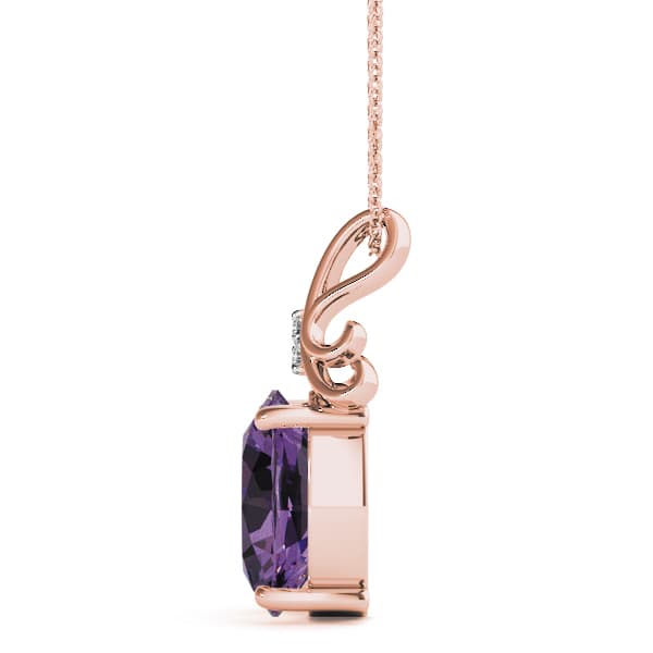Oval Gemstone Pendant (0.03 ct. tw.), Side view in rose gold