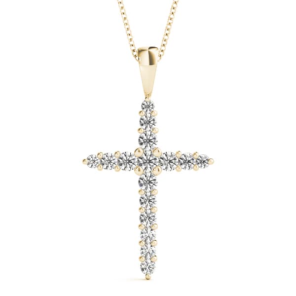 Religious Cross Pendents (1 ct. tw.), Front view in yellow gold