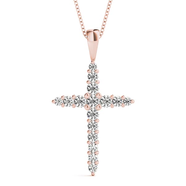 Religious Cross Pendents (1 ct. tw.), Front view in rose gold