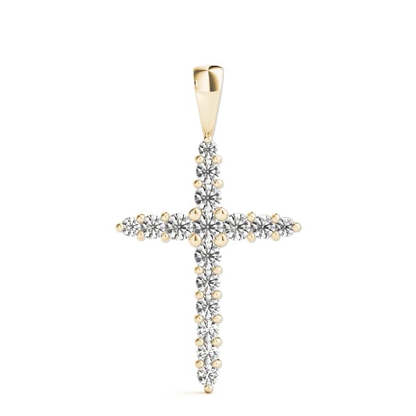 Religious Cross Pendents (1 ct. tw.), On hand view in yellow gold