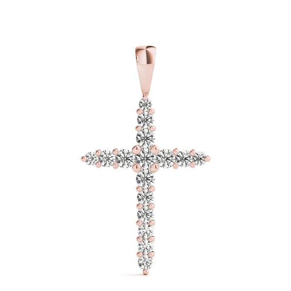 Religious Cross Pendents (1 ct. tw.), On hand view in rose gold