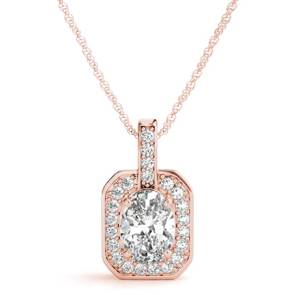 Oval Gemstone Pendant (1/8 ct. tw.), Front view in rose gold