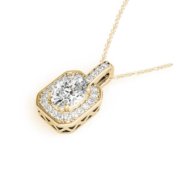 Oval Gemstone Pendant (0.22 ct. tw.), Side view in yellow gold