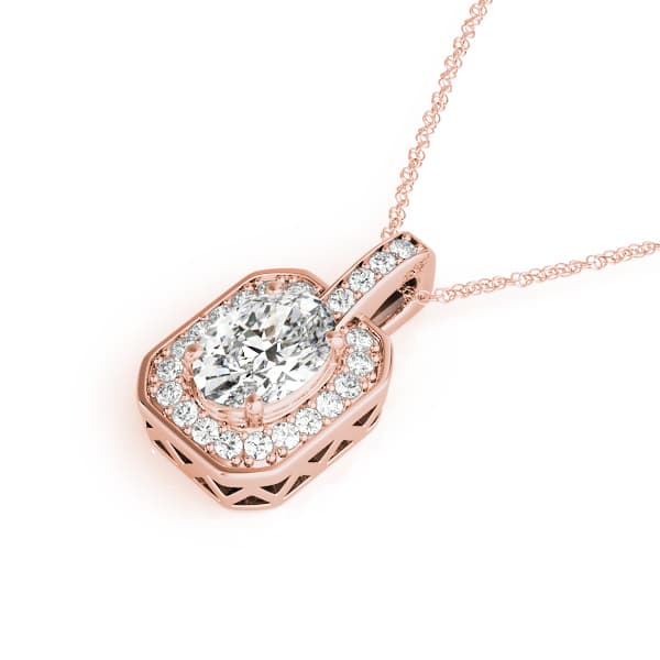 Oval Gemstone Pendant (1/8 ct. tw.), Side view in rose gold