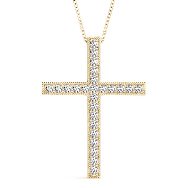 Religious Cross Pendants (1/4 ct. tw.), Front view in yellow gold