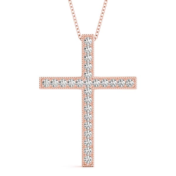 Religious Cross Pendants (1/8 ct. tw.), Front view in rose gold
