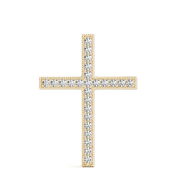 Religious Cross Pendants (1/4 ct. tw.), On hand view in yellow gold