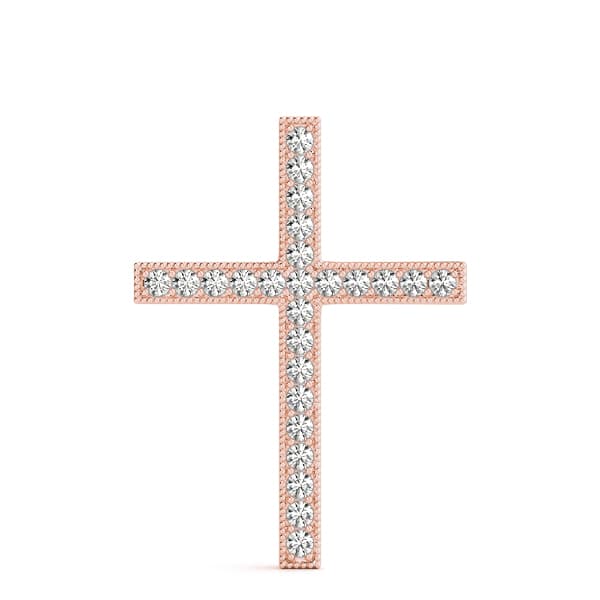 Religious Cross Pendants (1/8 ct. tw.), On hand view in rose gold