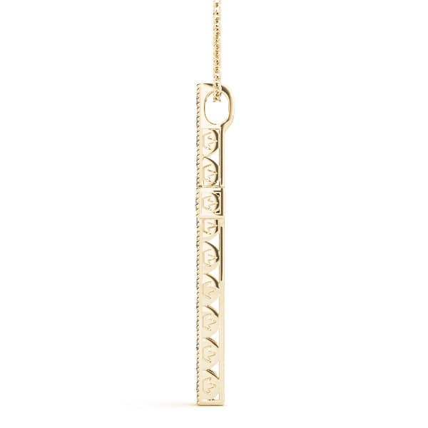 Religious Cross Pendants (1/4 ct. tw.), Side view in yellow gold