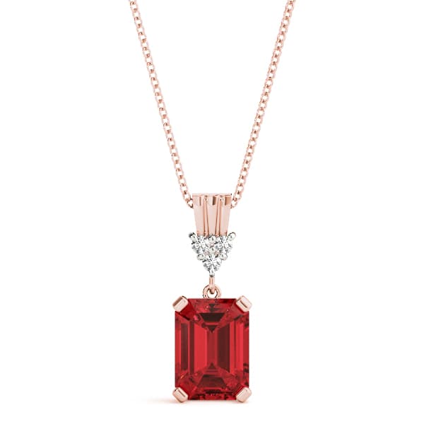 Emerald Gemstone Pendant (0.03 ct. tw.), Front view in rose gold