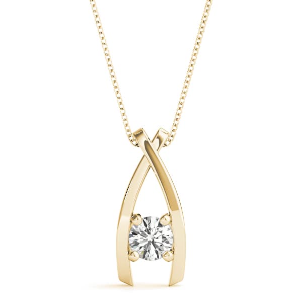 Solitaire Pendant (1/4 ct. tw.), Front view in yellow gold