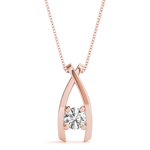 Solitaire Pendant (3/8 ct. tw.), Front view in rose gold