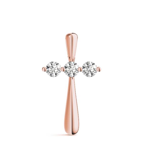3-Stone Cross Pendants (1/4 ct. tw.), On hand view in rose gold