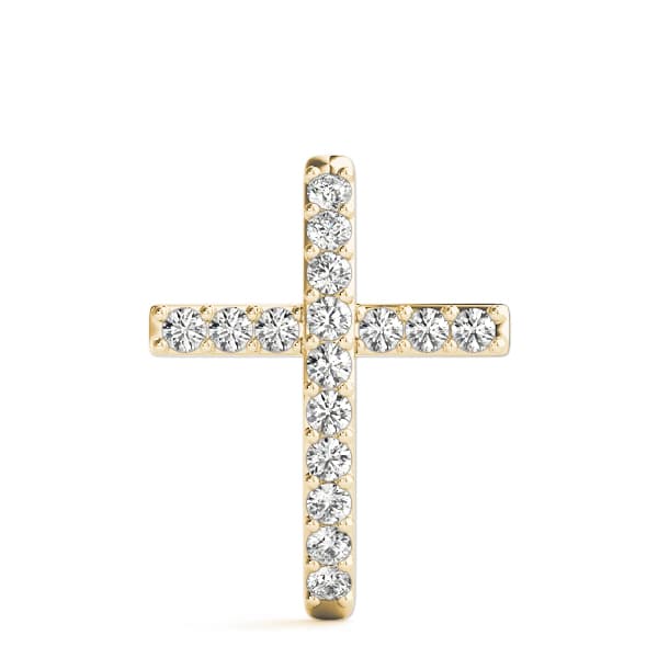 Religious Cross Pendant (1/4 ct. tw.), On hand view in yellow gold