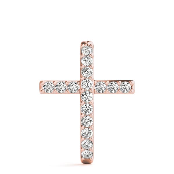Religious Cross Pendant (1/4 ct. tw.), On hand view in rose gold