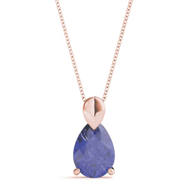 Pear Gemstone Pendant, Front view in rose gold