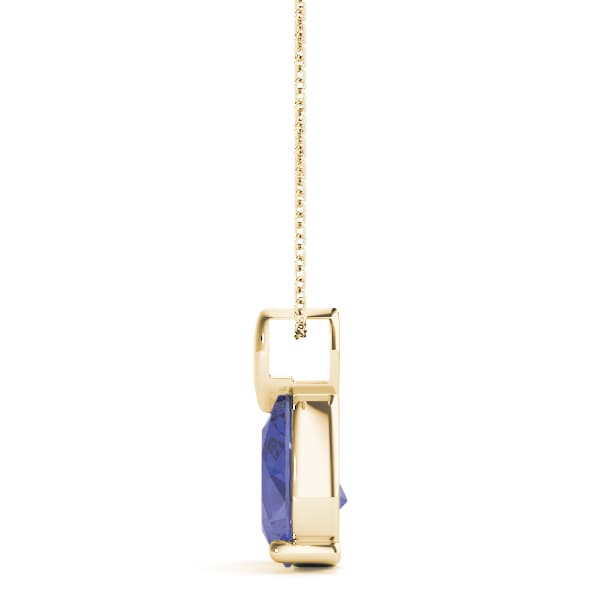 Pear Gemstone Pendant, Side view in yellow gold