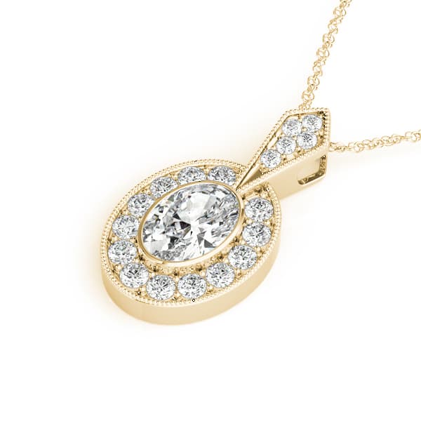 Oval Gemstone Pendant (1/4 ct. tw.), Side view in yellow gold
