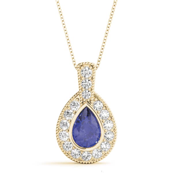 Pear Gemstone Pendant (0.4 ct. tw.), Front view in yellow gold